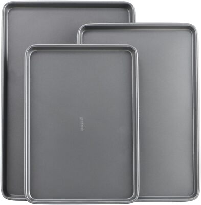 Everyday Nonstick Carbon Steel Baking Sheet Set, 3 Pack   Small 13  X 9 , Medium
