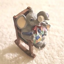 Luckyphants Elephant figurine Mom Rocking Baby holding Milk Bottle #1091