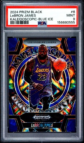 2024 Panini Prizm Black Kaleidoscopic LeBron James #6 Blue Ice /125 ***PSA 9***