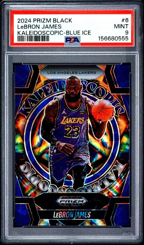 2024 Panini Prizm Black Kaleidoscopic LeBron James #6 Blue Ice /125 ***PSA 9***