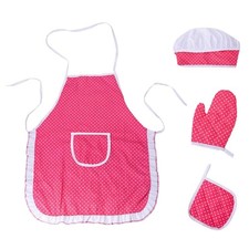 4pcs Kids Kitchen Pretend Play Toys with Apron  Chef Hat,Oven Mitt