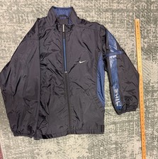 Nike Vintage Boys Black  Navy Blue Full Zip Windbreaker Jacket Size M 10-12 