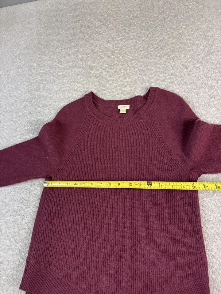 Свитер женский J.Crew средний бордовый мериносовая шерстяная смесь реглан высокий низкий C9719 - Изображение 4 из 4