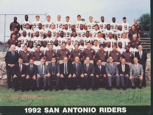 TOM LANDRY & JR. SAN ANTONIO RIDERS COLOR PHOTO AUTOGRAPHED SIGNED PSA/DNA