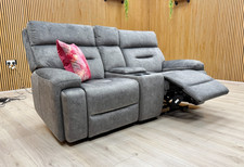 Furniture Village 'Cinemax' 2 Seater Sofa Grey Velvet Media Console Recliner