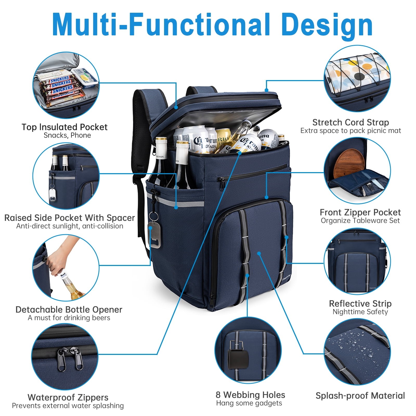 Backpack, Waterproof Insulated Lunch Bag For Outdoor, Work