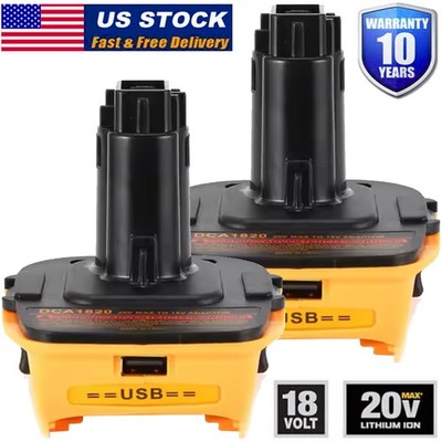 2Pack 18V To 20V MAX DCA1820 Battery Adapter For Dewalt Li-ion Tools Converter