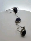 Vintage Sterling Silver Navajo Amethyst Cabochon Slave Ring & Cuff Bracelet
