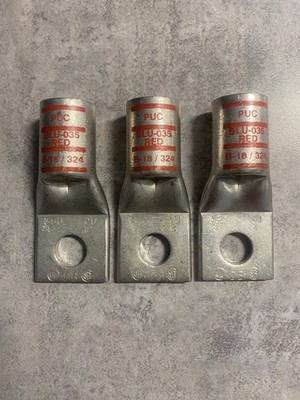 Lot of 3 Blackburn BLU-035 RED Copper Compression Lugs 350 MCM 1-Hole 1/2'' Stud