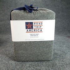 Road Trip America Queen Sheet Set 4 Piece T-Shirt Soft Jersey Ebony Heather Gray