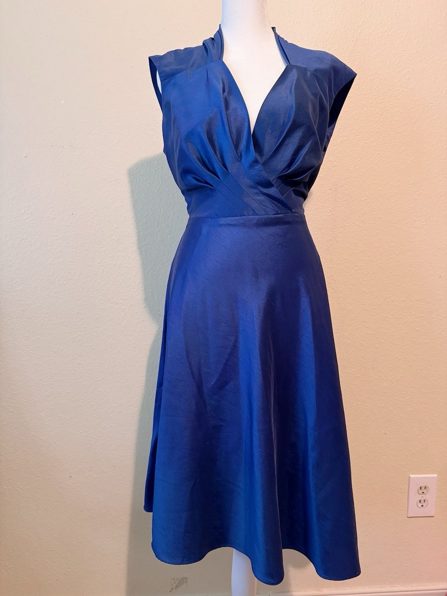 Evan-Picone Navy Blue Fit & Flare Midi Dress Size 8 | Elegant Cap Sleeve |  eBay