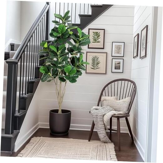 6FT Fiddle Leaf Fig Artificial Tree Faux Floor Plant with Black Planter 6ft 1pc