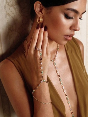 CZ Finger Chain Bracelet Minimalist Hand Chain Ring Bracelet Women