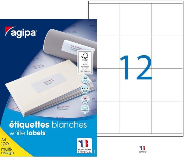 Agipa Universal-Etiketten 70 X 70 Mm Weiß Rechteckig 1.200 Etiketten-image