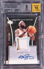2004-05 UD EXQUISITE COLLECTION LEBRON JAMES PATCH AUTO /100 BGS 8/10