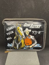 Rare VTG BLACK Gene Autry Champion Zipper Close Vinyl Wallet Always Your Pal 8