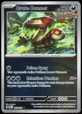 Twilight Masquerade Brute Bonnet 118/167 Uncommon Pokemon Reverse Holo NM/M