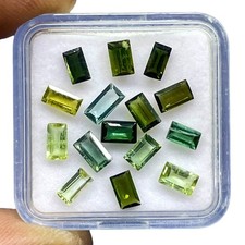 15 Pcs Natural Green Tourmaline 4.5-5.8mm Baguette Cut Loose Untreated Gemstones
