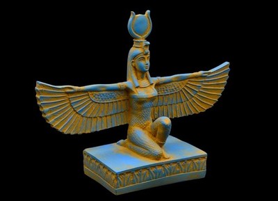 Rare Antique Ancient Egyptian Statue Stone Goddess Isis Winged Good Health