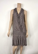 Vtg Christian Dior by John Galliano AW2011 Metallic Gray Knit Ruffle Dress FR 36