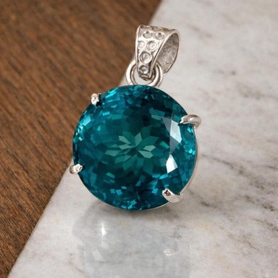 26.66 Ct Natural Blue Green Paraiba Tourmaline 925 Solid Silver Pendant Gemstone