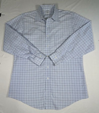 Brooks Brothers Mens 16-33 Blue Checkered Regent Supima Cotton Dress Shirt