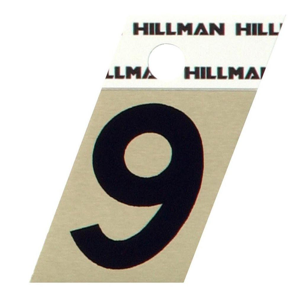 Hillman 1-1/2-In. Adhesive Black & Gold Aluminum House Number 9 840492