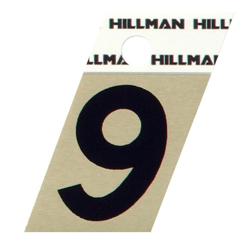 Hillman 1-1/2-In. Adhesive Black & Gold Aluminum House Number 9 840492