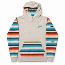 Hooey Juniors L Hoodie Gray Serape Stripe Pullover Western Southwestern Unisex