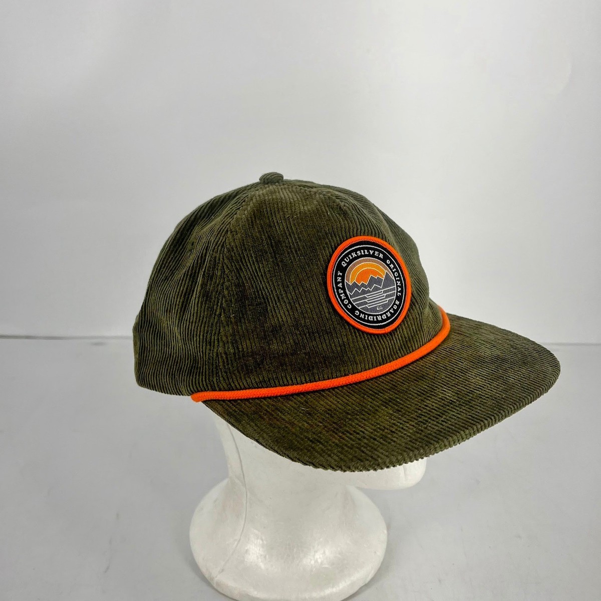 Quiksilver Corduroy Snapback Hat Olive Green Orange Rope Mountain