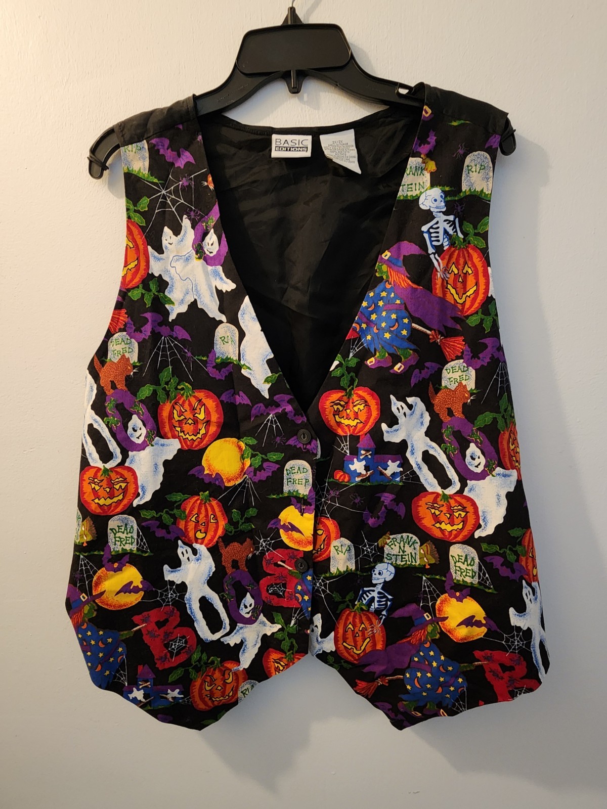 Vintage Basic Edition Halloween Graveyard Vest 2X… - image 4