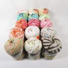 Lily Sugar n Cream Yarn Mixed Lot of 15 Stripes Ombres Variegated Cotton 2 oz