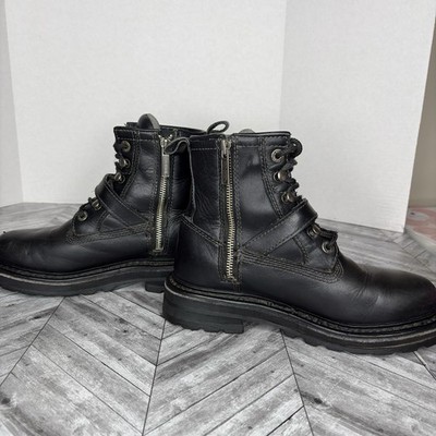 Harley-Davidson Women's Size 7 Black Motorcycle Boots Side Zip