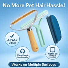 Pet Hair Remover 3 Pack Dog Cat Hair Removal Tool for Couch Carpet Clothes Car