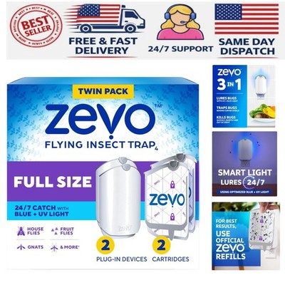 All-In-One Indoor Insect Killer - 2 Electric Fly Traps with Adhesive Cartridges