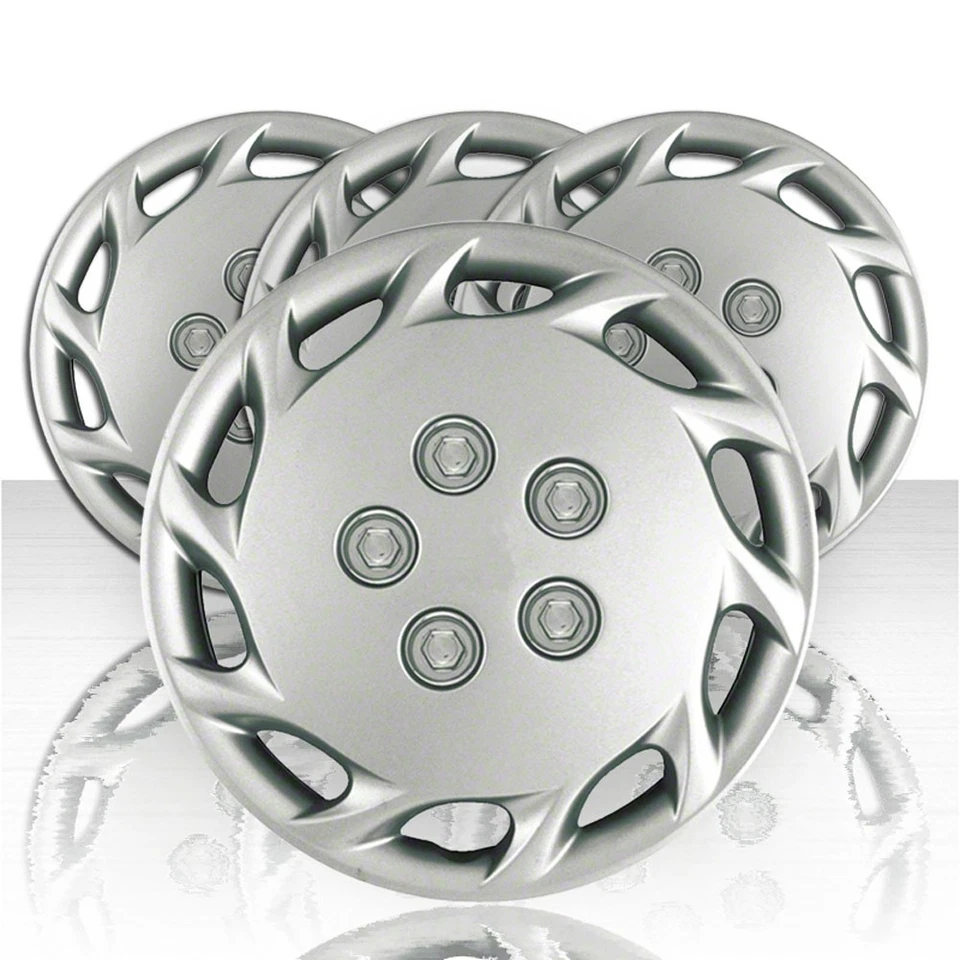 Juego de cuatro cubiertas de rueda de tapacubos plateadas de 14" para Toyota Camry 1997-1999 (push-on) Foto 2 de 4