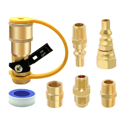 RV Propane Quick Connect Fitting Adapter Kit 1/4" Female/Male NPT 3/8" Male F...
