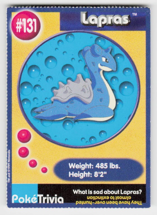 1999 Burger King Pokemon #131 Lapras