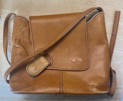 Vera Pelle Italian Leather Crossbody Bag Caramel Color
