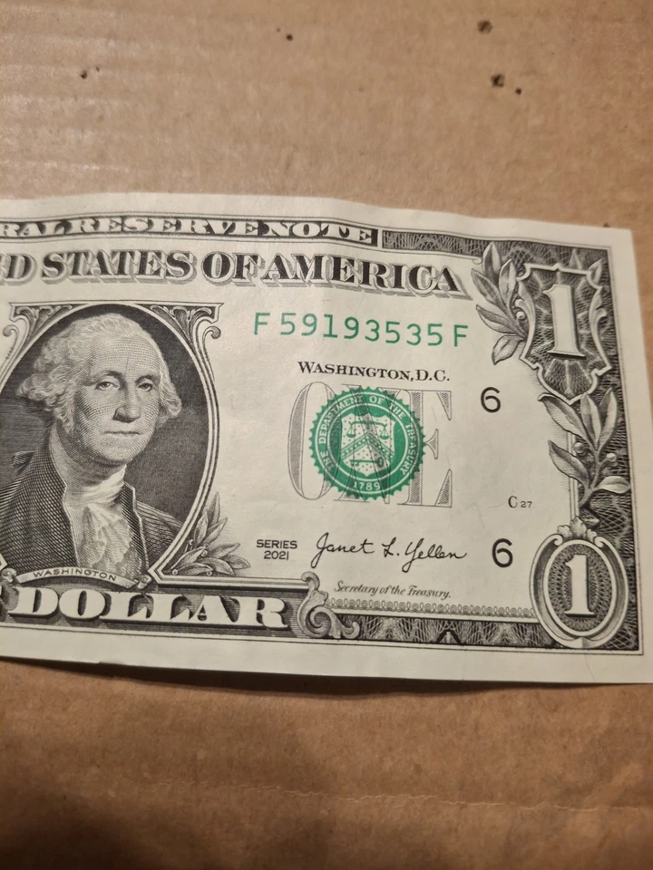 Washington $1.00 DOLLAR BILL Birthday Note May 9 1935 (59193535) - Image 3 of 4