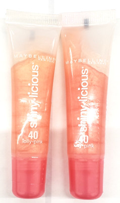LOT OF 2 Maybelline Shiny-licious Lip Gloss-40 Lolly-Pink