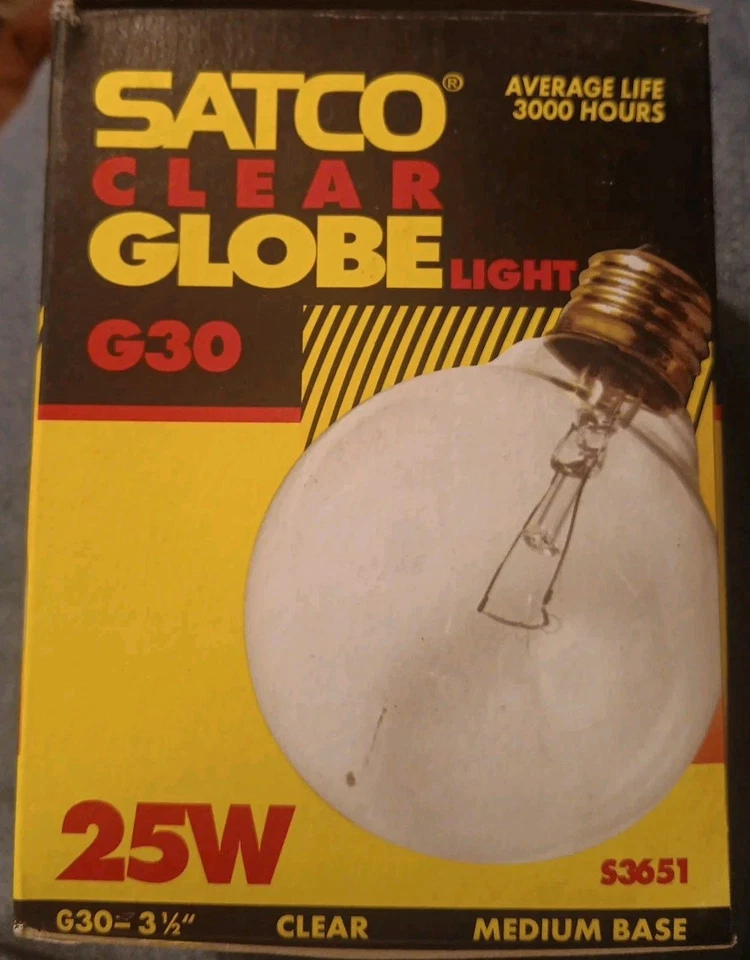 2 Satco 3651 25W G30 Clear Bulbs New Old Stock Tested & Perfect - Image 2 of 2