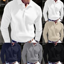 Men's Polo T-shirt With A Turn-down Collar Spring Summer Business Buttoned Long-
