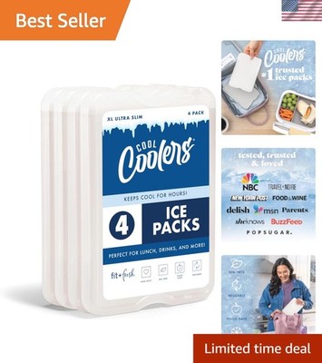 Cool Coolers by XL Slim Ice Packs, Quick Freeze Reusable Ice Packs for Lunch ...