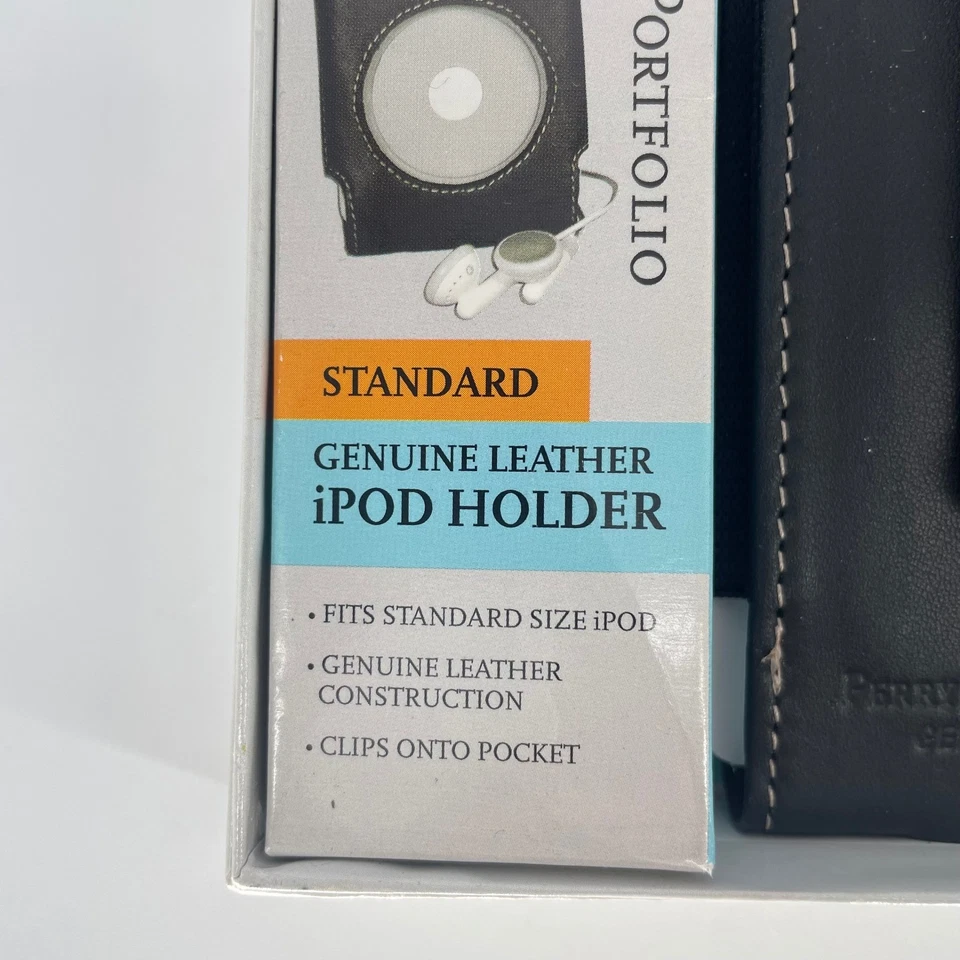 Perry Ellis Portfolio Genuine Leather iPod Holder Standard NIB Black Case - Image 3 of 4