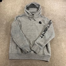 Carhartt Hoodie Womens Medium Grey Relaxed Fit Graphic Sleeve