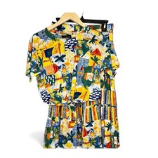 Vintage 90s Carole Little Cotton Colorful Floral Boho 2 piece set Medium