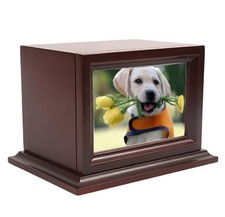 Pet Memorial Urn Wooden Photo Box Cremation Urn Small for Small/Medium Dogs 