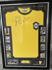 Pel&eacute; of Brazil Signed Photo with Brazil Shirt Framed Display