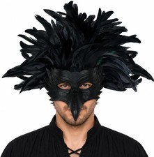 Eagle Crow Raven Mask, Black Bird Beak Half Face Mask for Adults Halloween